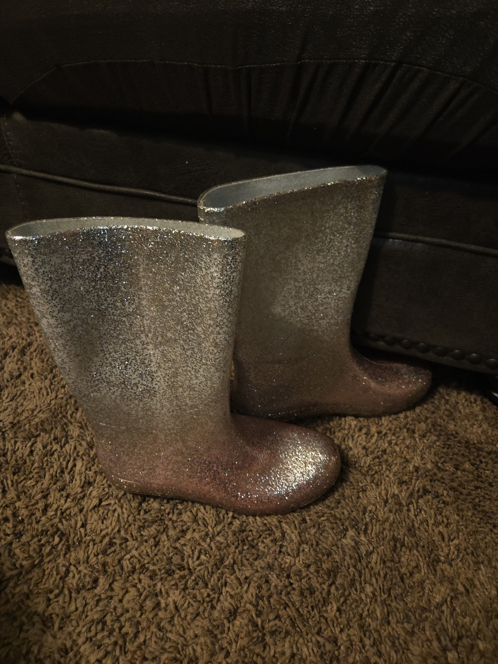 Glitter Rain Boots for Women - Silver